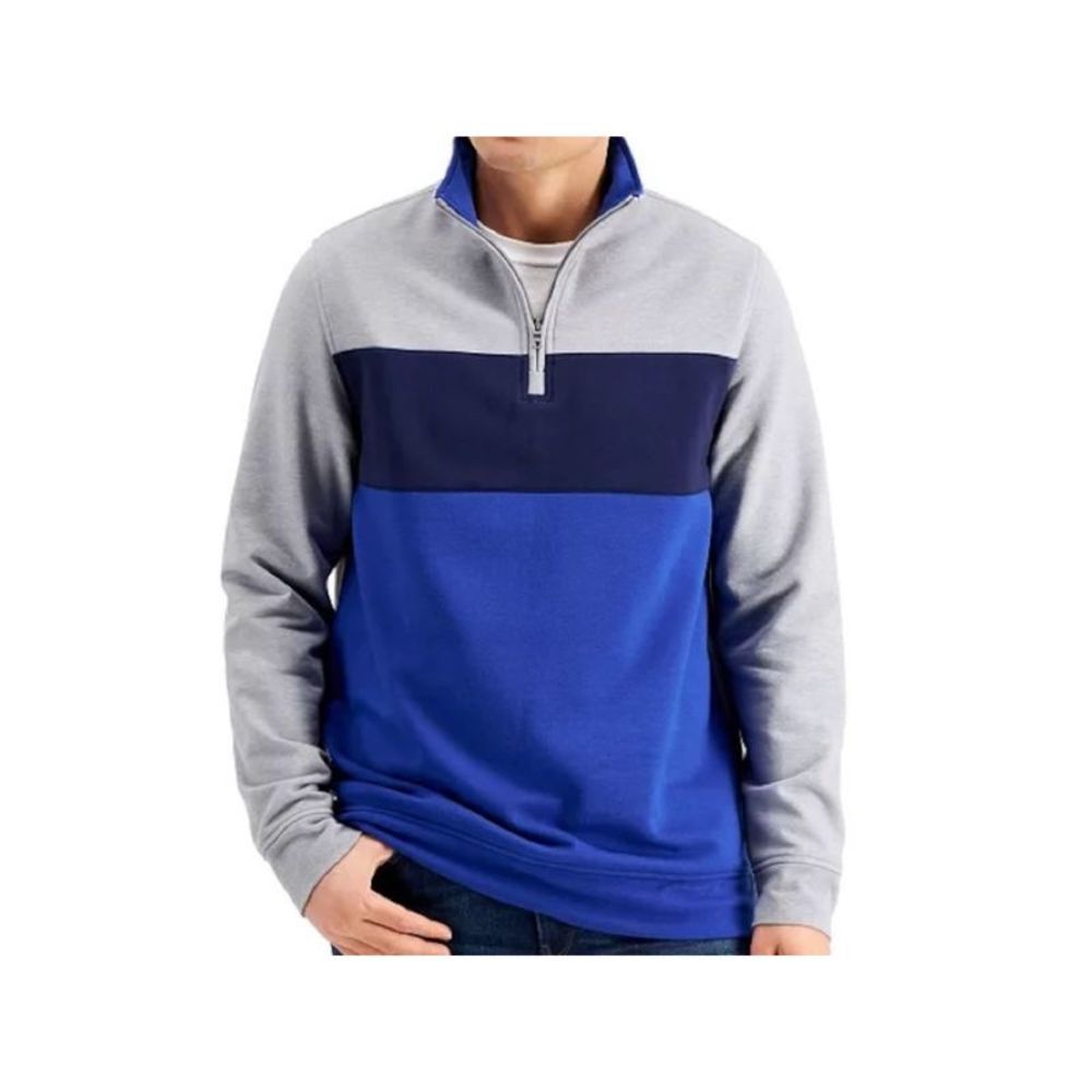 CLUBROOM Mens Gray Collared Quarter-Zip Pullover Sweater M